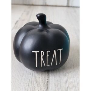 Rae Dunn small black pumpkin Treat Halloween ceramic home decor